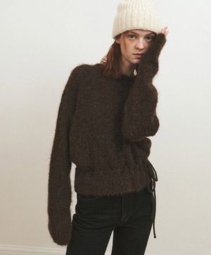 스카시 벨티드 스웨터_브라운