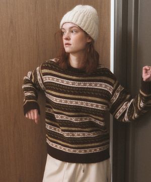 페어 아일 크루넥 스웨터_브라운