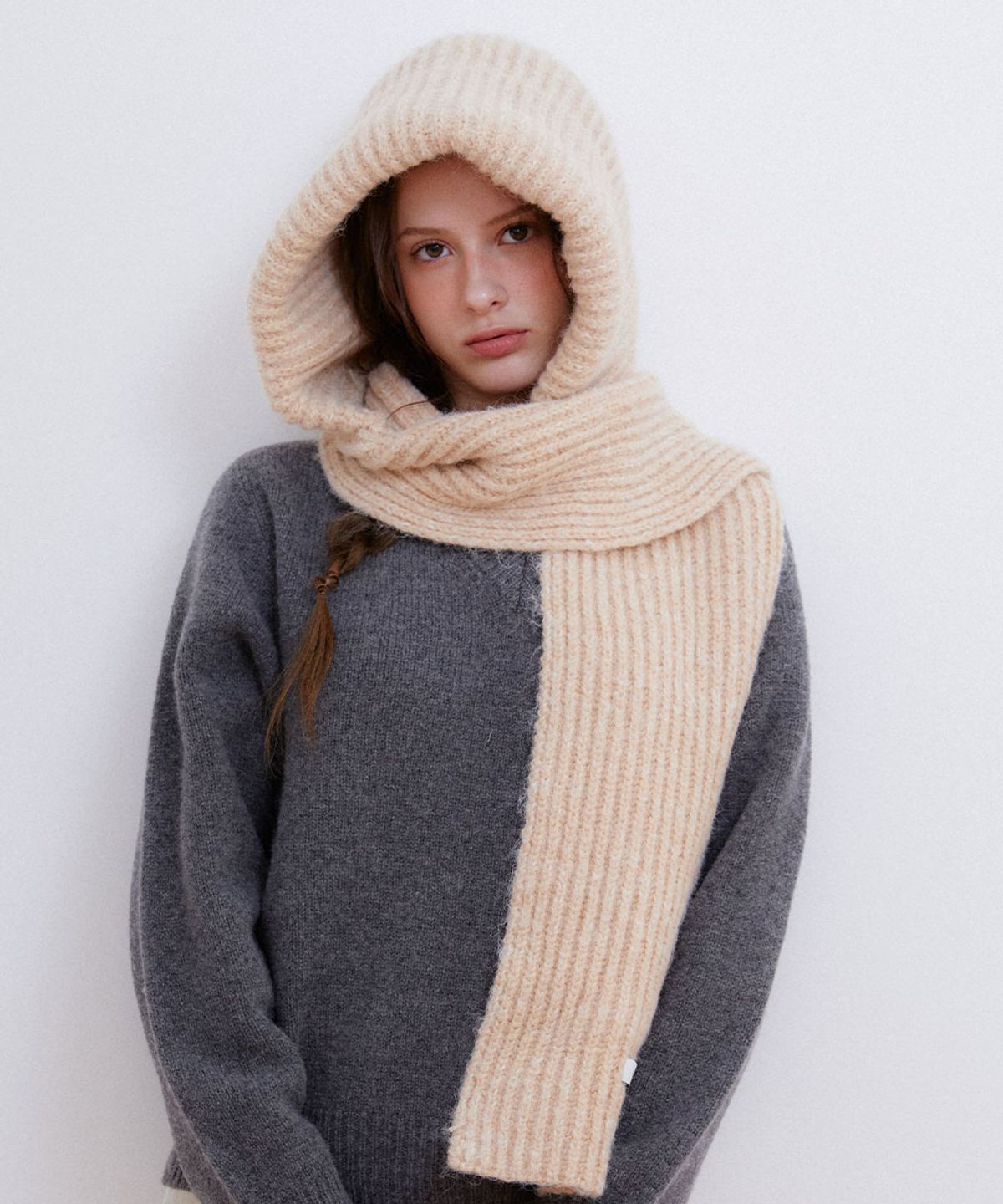 할렌(HALDEN) dual knit muffler balaclava (C076_beige)