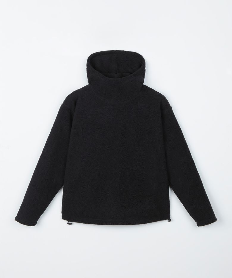 Fleece hooded t-shirt / BLACK