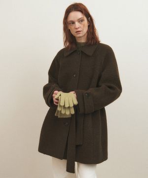 알파카 부클 하프 코트_브라운