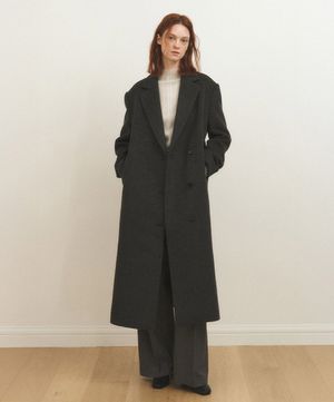 더블 벨티드 롱 코트_차콜