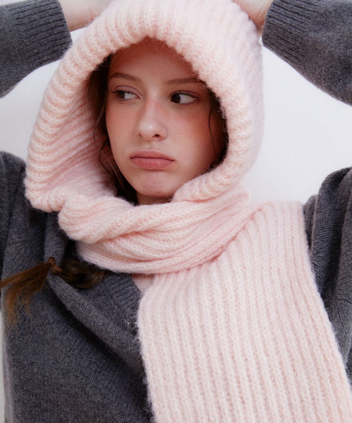 할렌(HALDEN) dual knit muffler balaclava (C076_light pink)