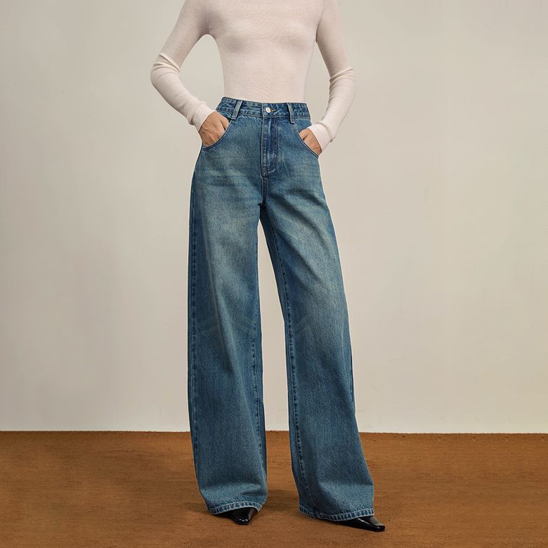 YY_Straight wide-leg jeans