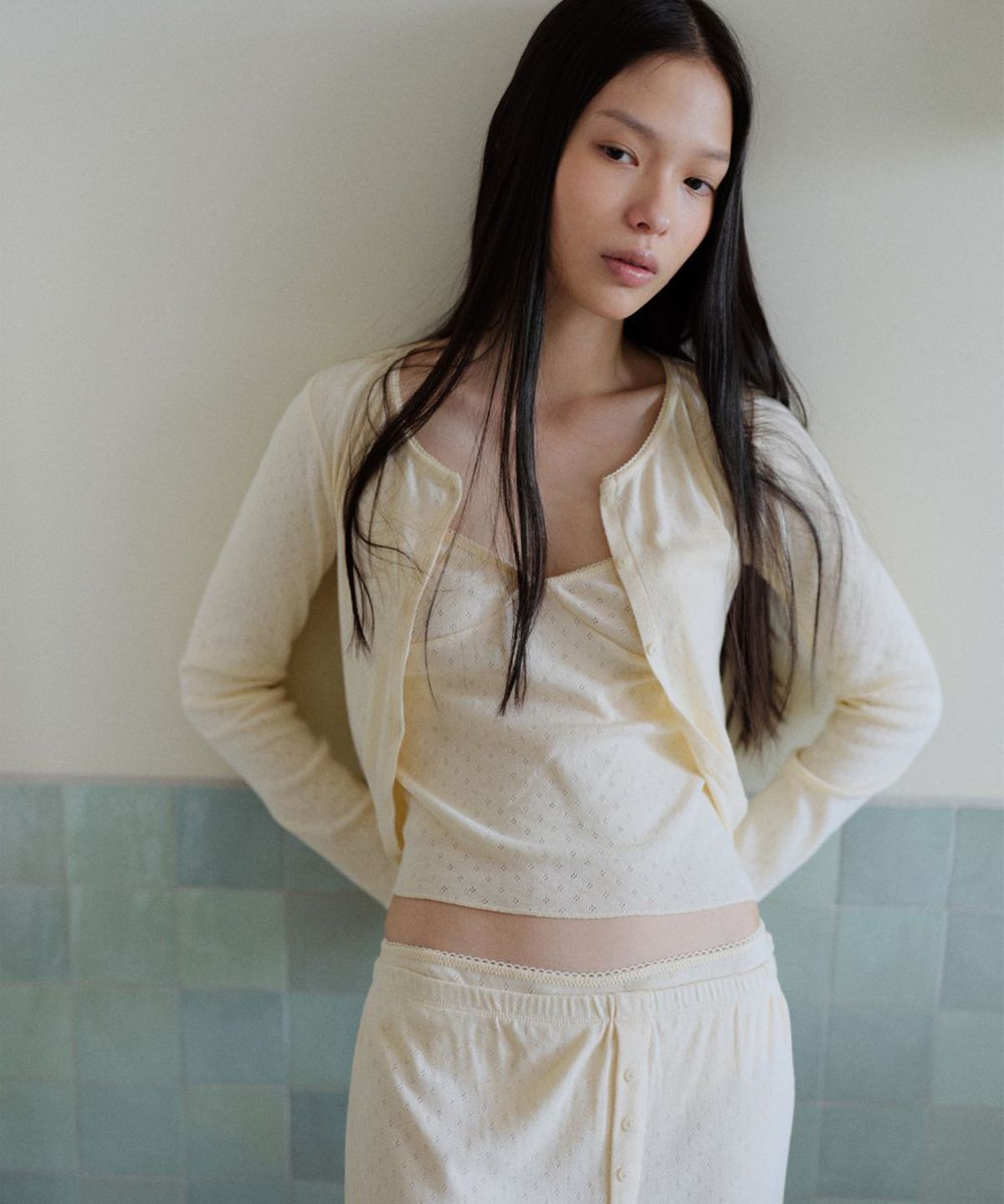 호와스(HOWUS) [HOWUS X INA] HAILEY COTTON CARDIGAN (VANILLA)