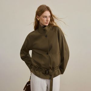 YY_Lace-up slimming cropped jacket