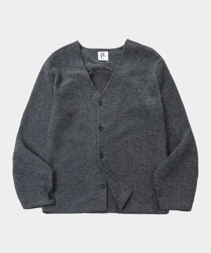 베이직 브이넥 소프트 헤어리 레이어드 클래식 니트 가디건 자켓 [그레이]