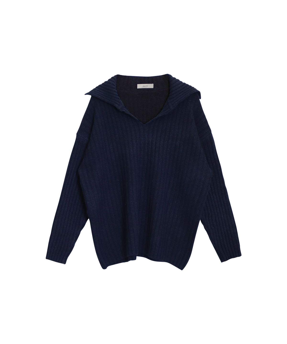 힐리오트(HEALIOTE) CORDUROY COLLAR BELT KNIT_NAVY