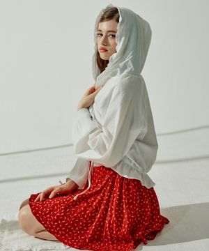 안나 프릴 후디 커버업 가디건