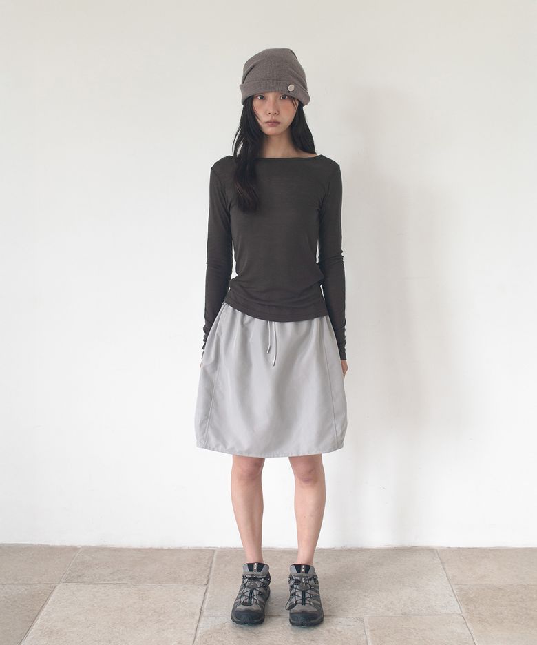 NYLON BALLOON SKIRT  (KHAKI BEIGE)