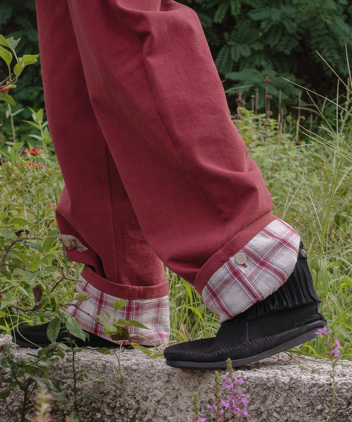온스카(ONSKA) WIDE CUFFS COTTON PANTS (RED)