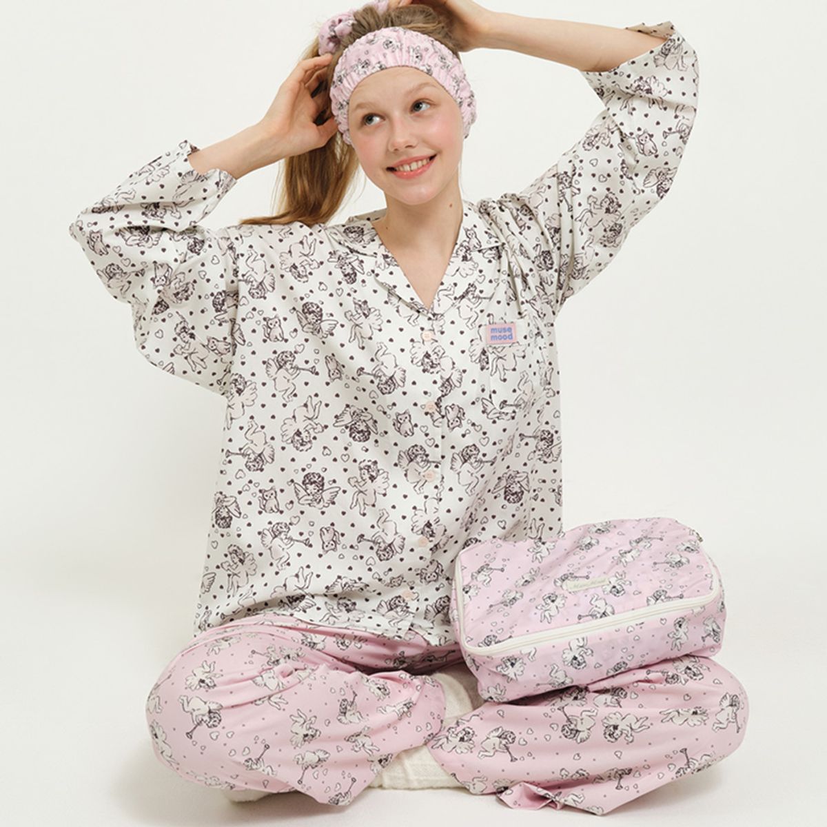 뮤즈무드(MUSEMOOD) Pink Angel Cat pajama pants (잠옷바지)