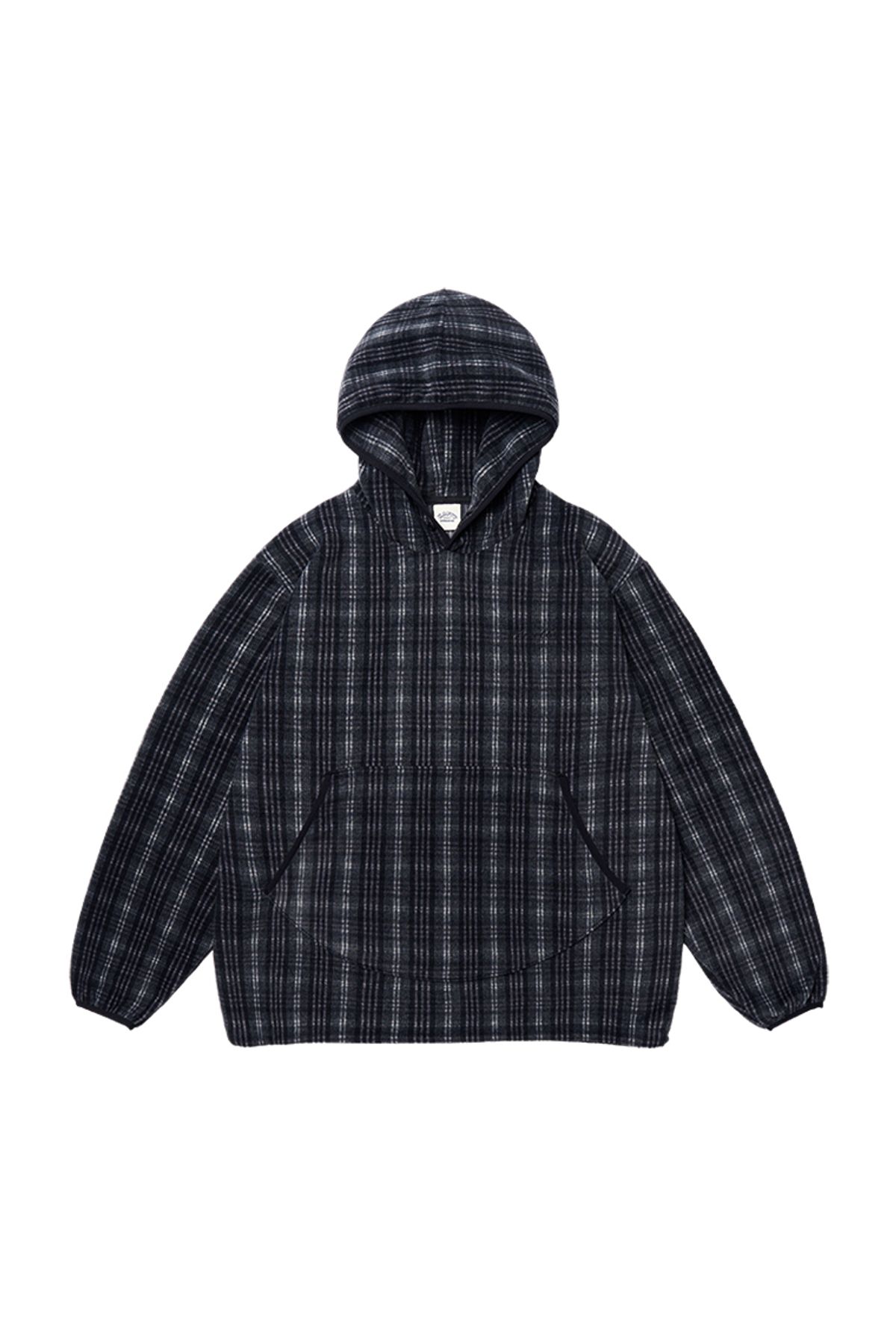 캐피디자인(KAPPY DESIGN) 플리스 체크 버튼 후디 (블랙)
