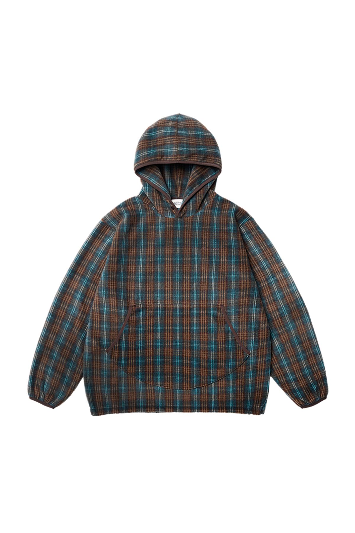 캐피디자인(KAPPY DESIGN) 플리스 체크 버튼 후디 (브라운)