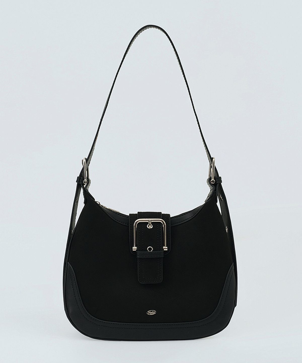 니브(NEEV) Suede Big Buckle Shoulder Bag (Black)