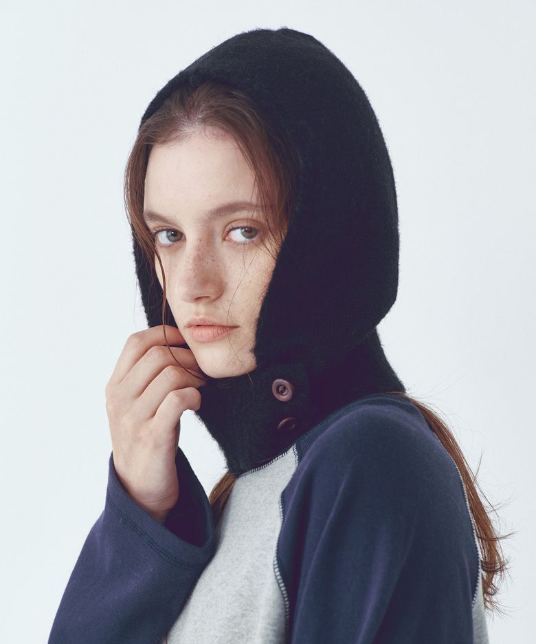 Wool Blended 2 Button Point Balaclava_CTA939(Black)