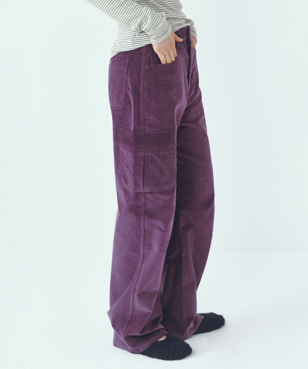 씨타(CITTA) Classic Loose-fit Cargo Corduroy Pants_CTB560(Purple)