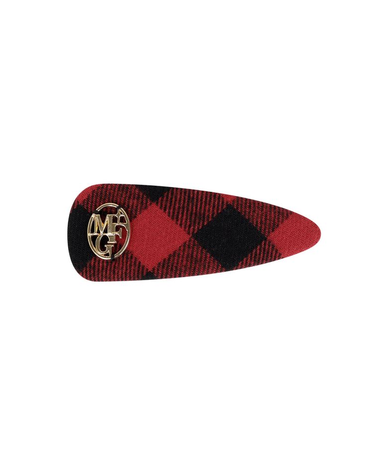 HOLIDAY CIRCLE LOGO CHECK HAIR PIN red