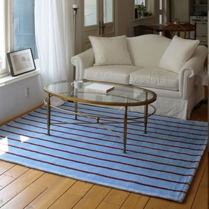 베이직 워셔블 거실카페트 스트라이프 블루 심플 빈티지 무드 대형 거실 러그