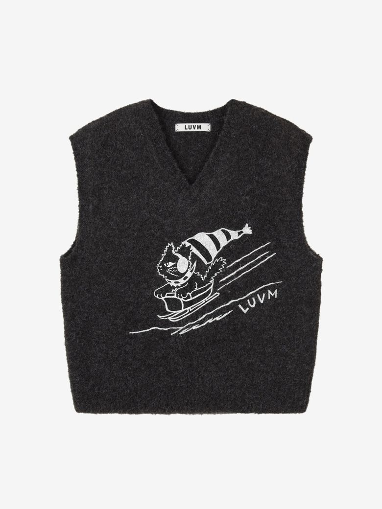 WINTER MITCHI KNIT VEST_MELANGE GRAY