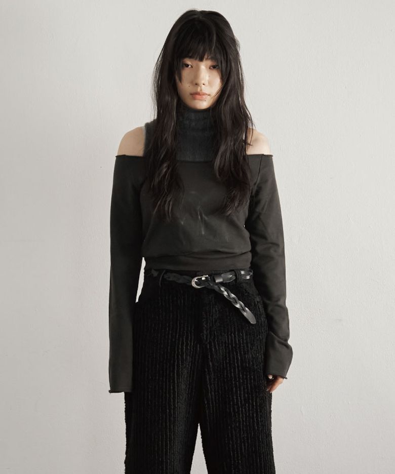 FLUTTER TOP CHARCOAL