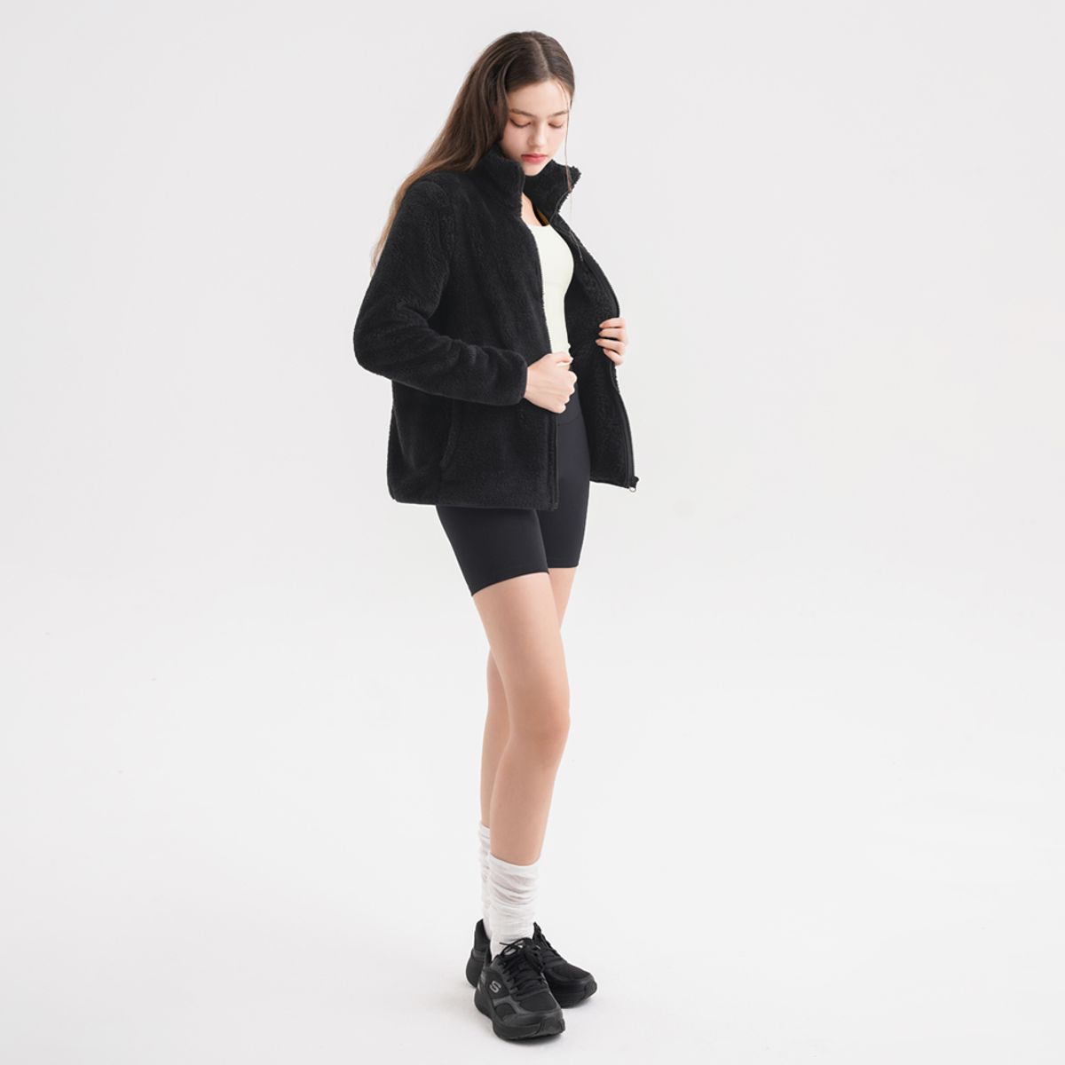 스컬피그(SKULLPIG) SWZ25069-01 양면 플리스 루즈핏 집업 블랙