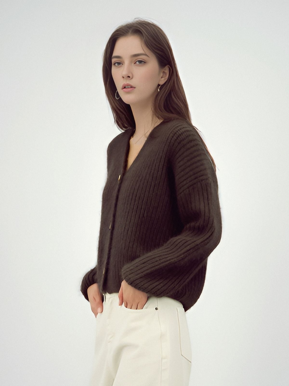 아쿠드(ACUD) Rabbit Heavy Cardigan _Brown