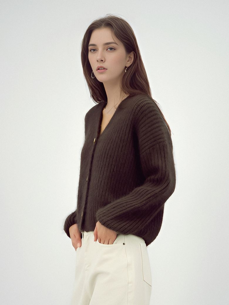 Rabbit Heavy Cardigan _Brown