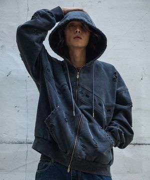 [구빈x준철] 웨스턴 패턴 피그먼트 후드집업