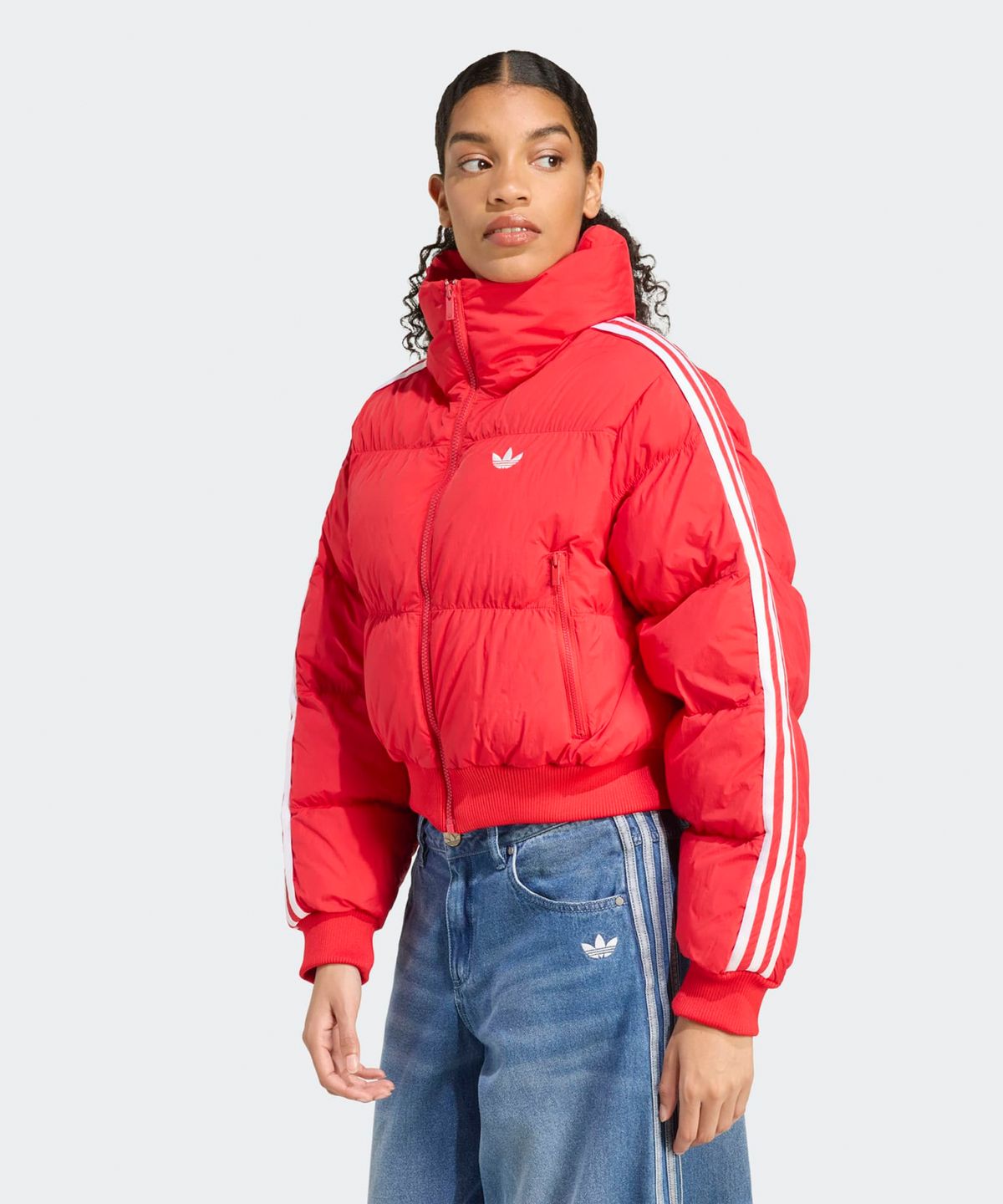 아디다스(ADIDAS) 크롭 합성 다운 퍼퍼 - 레드 / JX2966