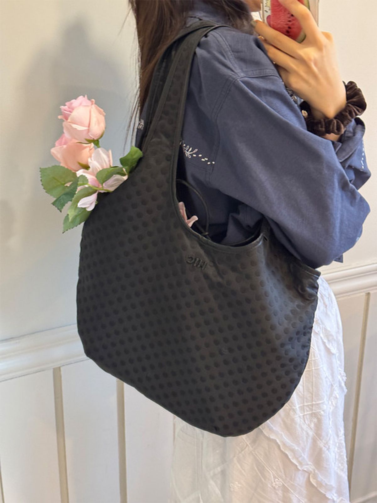 하이칙스(HIGH CHEEKS) ribbon shoulder bag_HC259OBG001M