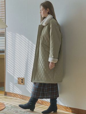 Diamond Quilting Long Padding - BEIGE