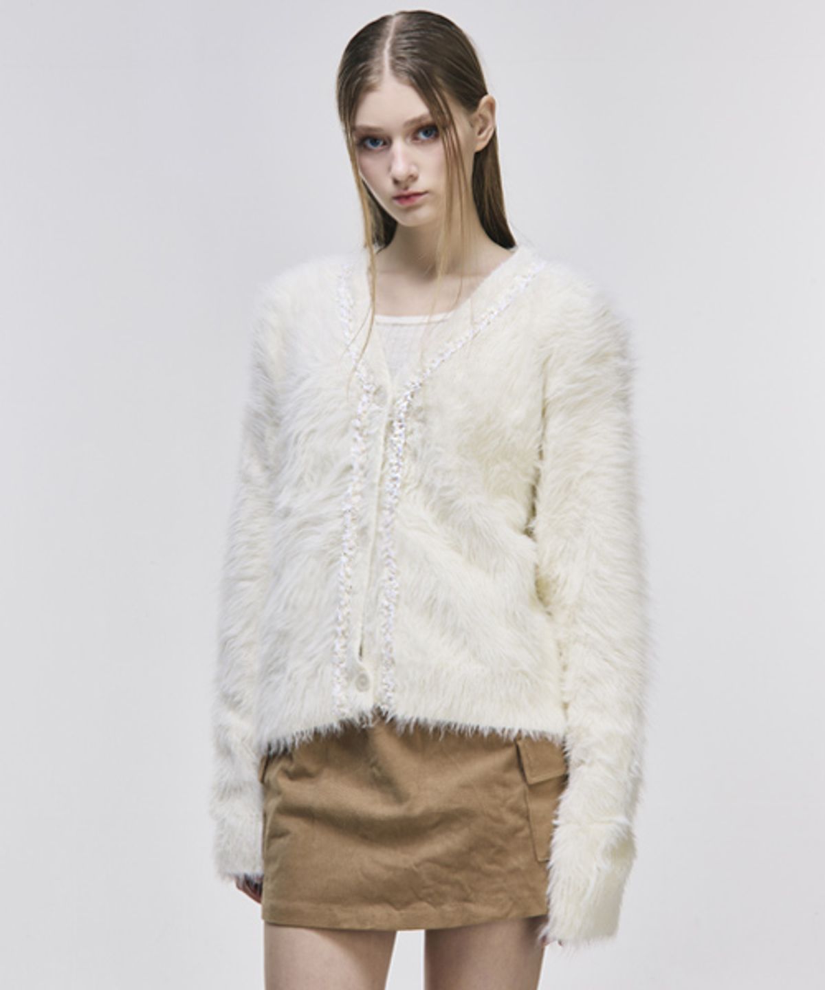 그레이티스트(THE GREATEST) Angora Tweed Cardigan White