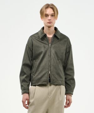 페이크 스웨이드 집업 자켓 [카키]