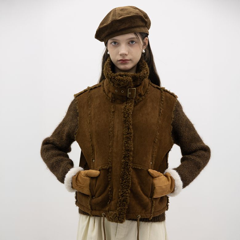 WD_Pile winter vest_BROWN