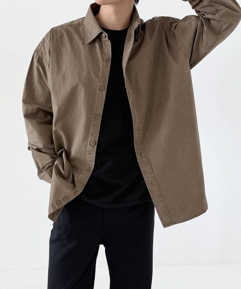 빈티지 오버핏 피그먼트 워싱 셔츠 Brown