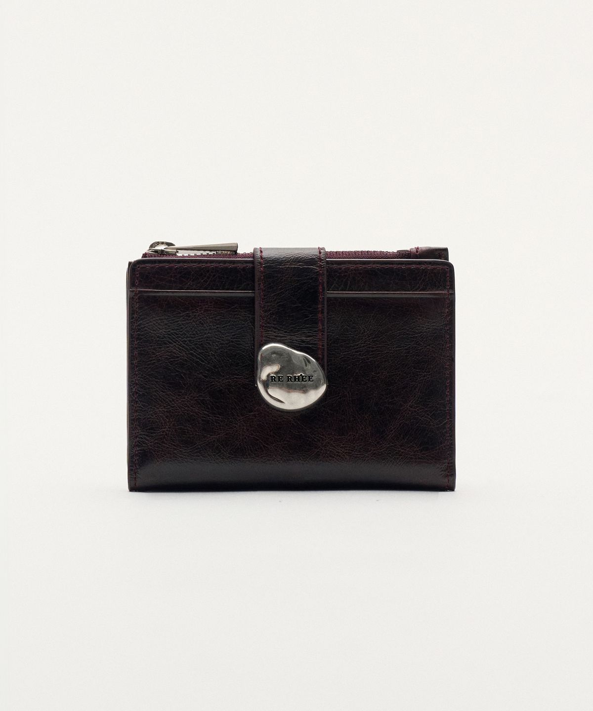 리이(RE RHEE) BRIDGE CARD WALLET RED BROWN