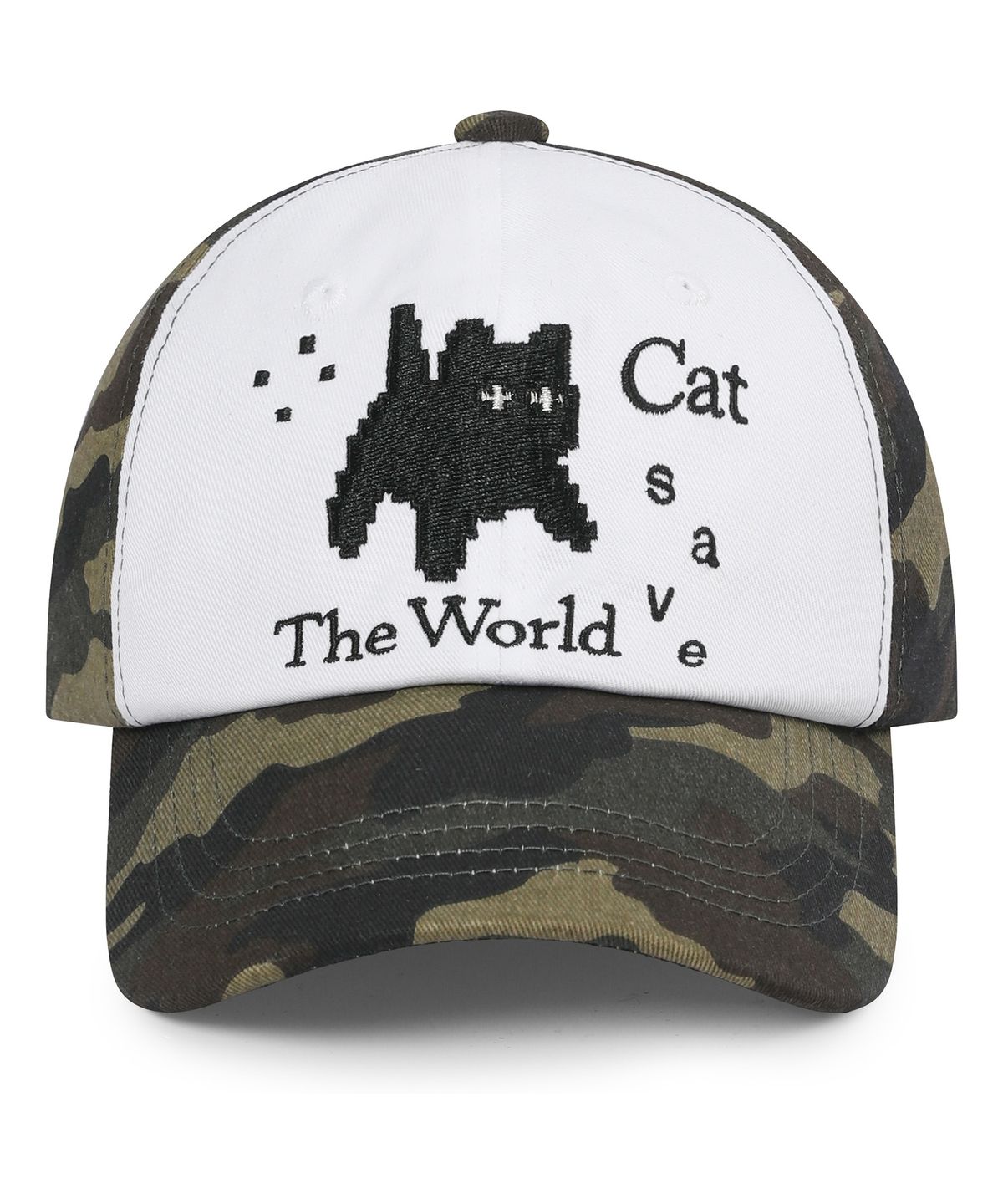 캣세이브더월드(CATSAVETHEWORLD) 픽셀 아트 볼캡 (카모 카키)