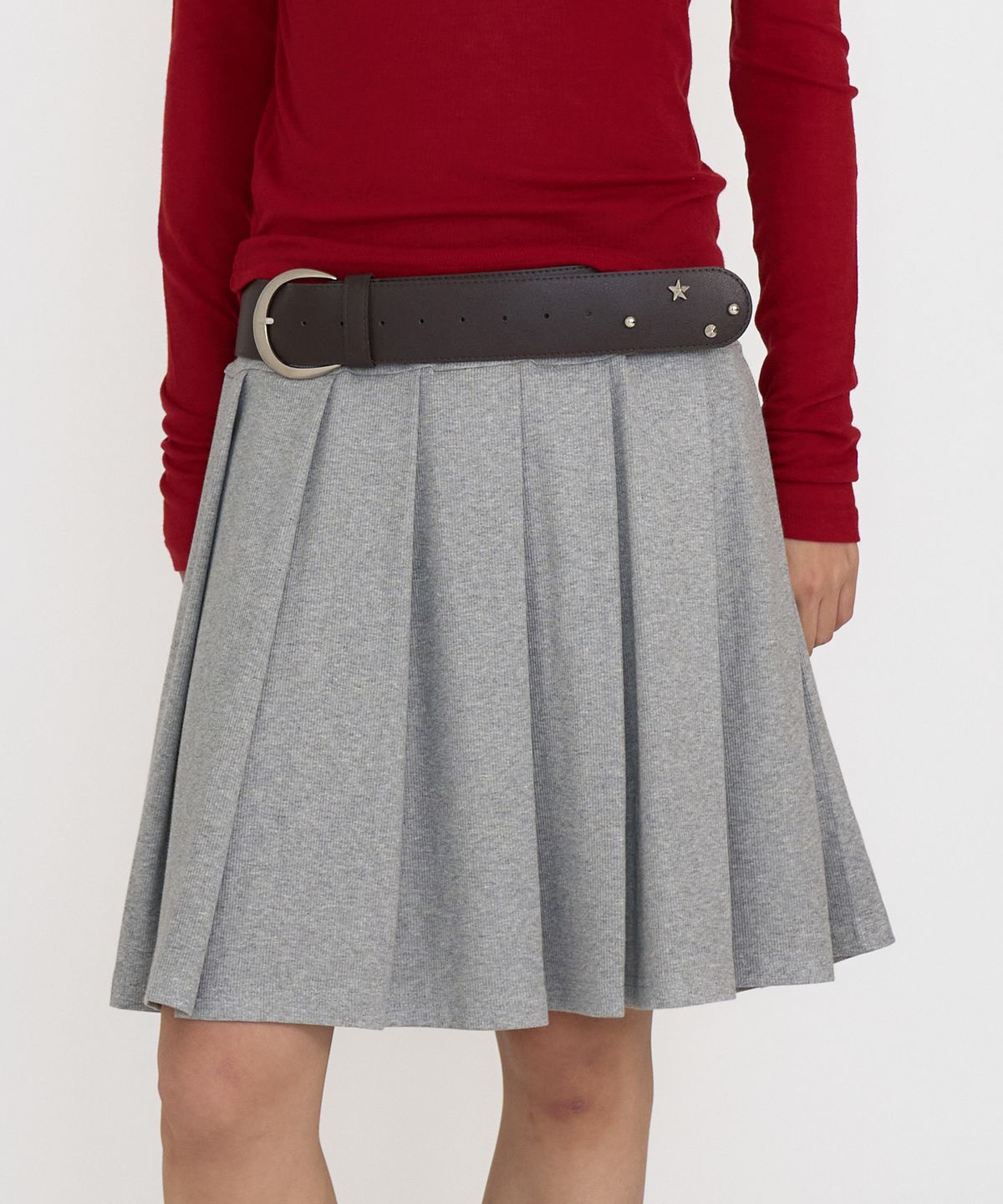 온스카(ONSKA) WIDE STUD LOW WAIST BELT (BROWN)