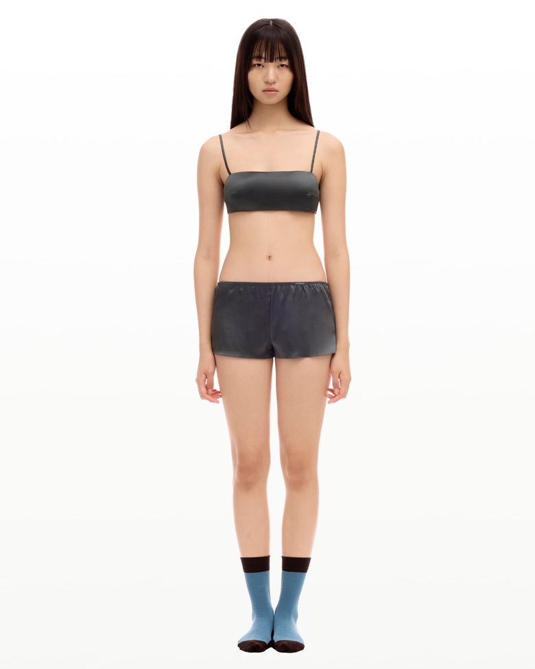 love silk bralette & boy shorts set deep forest