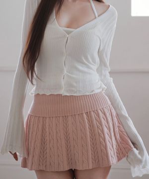 케이블 폴딩 니트 스커트