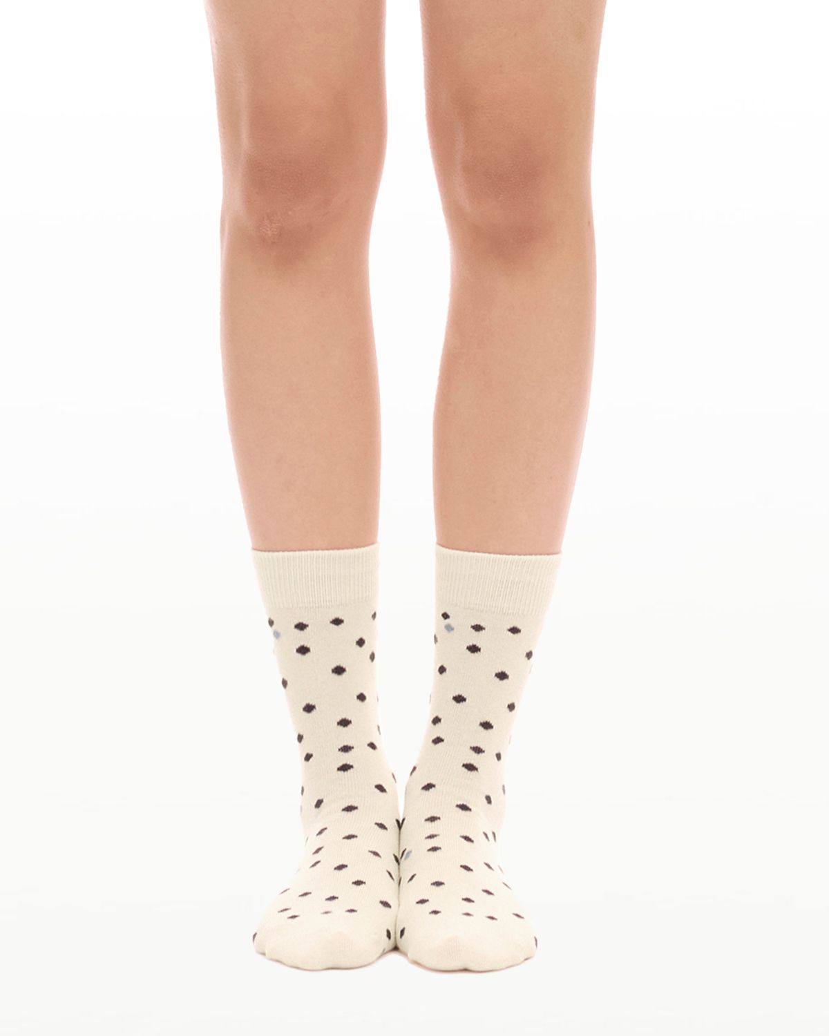 후포(HOOPOE) signature classic socks dot print_oatmeal milk