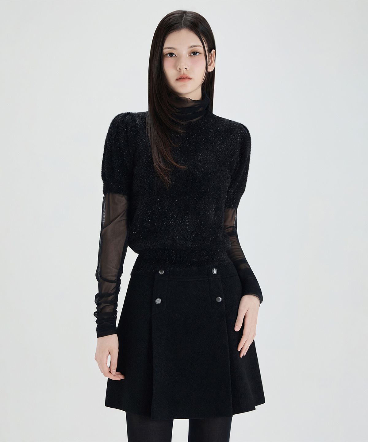 미쏘(MIXXO) 메탈 날개사 반팔 풀오버_MIWKAG133T