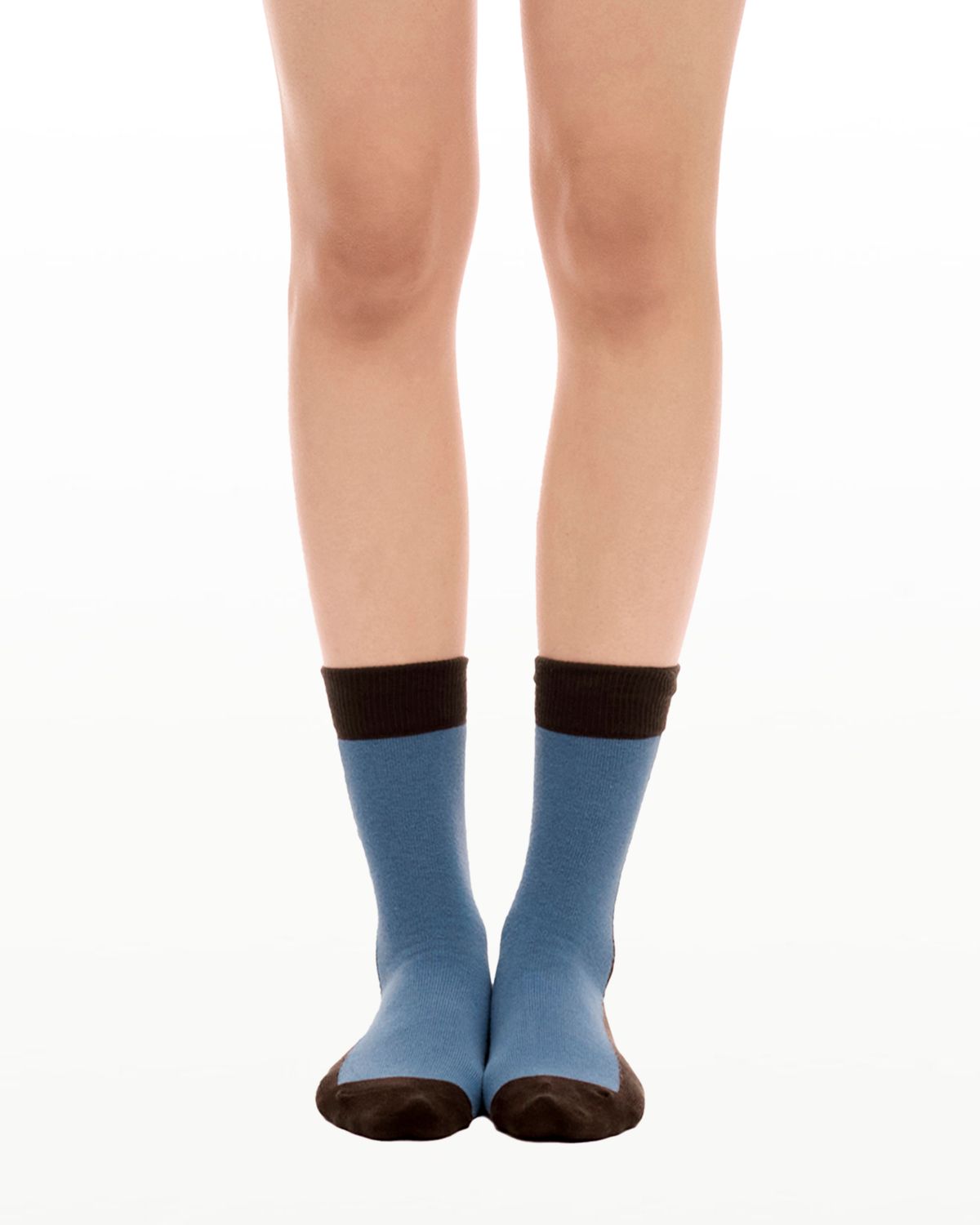 후포(HOOPOE) everyday color block socks_choco brown