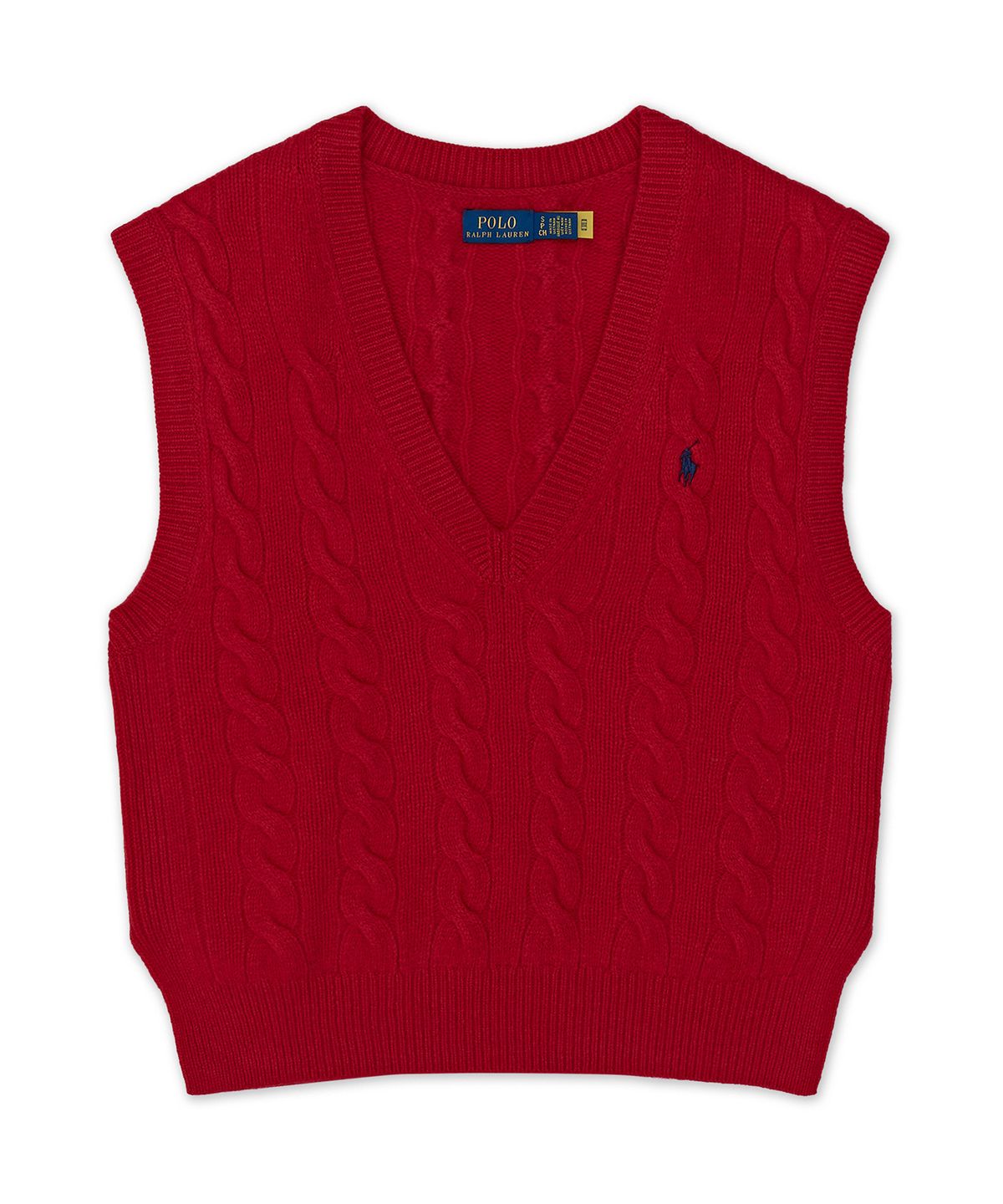 폴로 랄프 로렌(POLO RALPH LAUREN) 케이블 니트 울 캐시미어 스웨터 베스트-레드