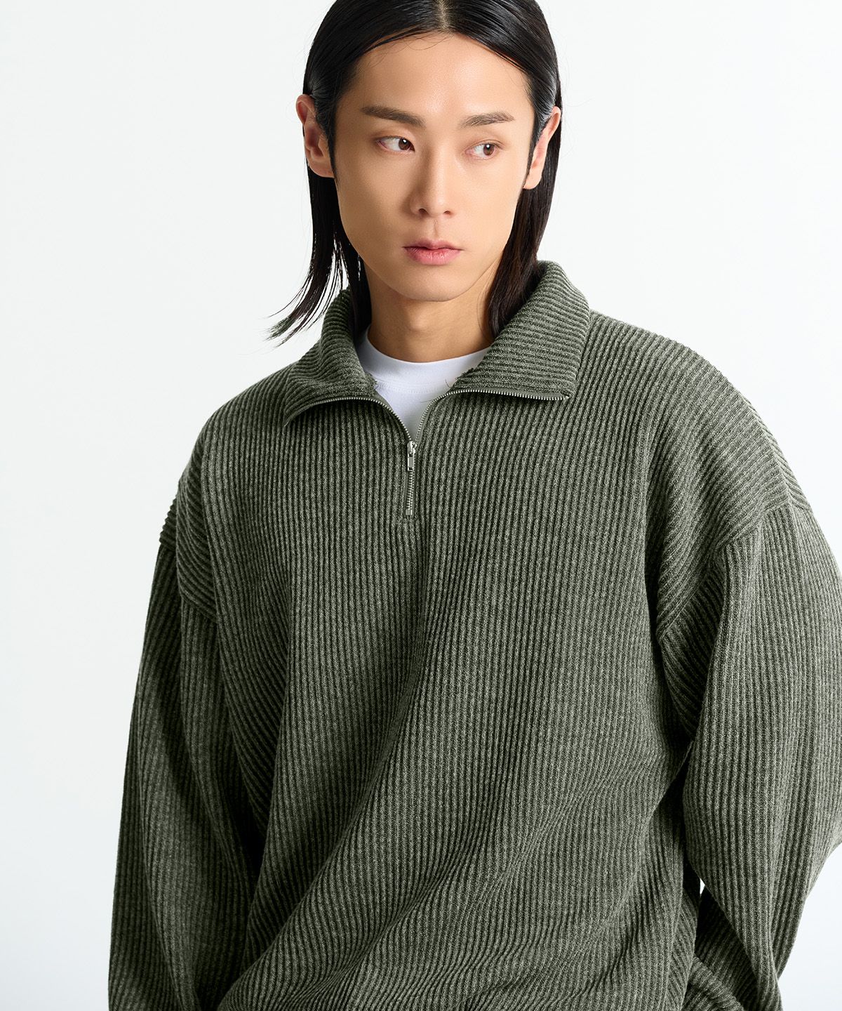 MUSINSA公式 | CREEDMENS シンプルハーフジップニット(Khaki)