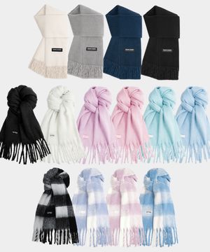 루미에 베이직 투톤 체크 머플러 24colors