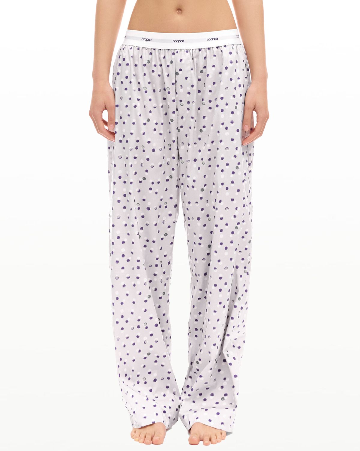 후포(HOOPOE) signature pajama pants in dot print_oyster grey