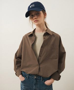 릴렉스드 체크 셔츠_브라운