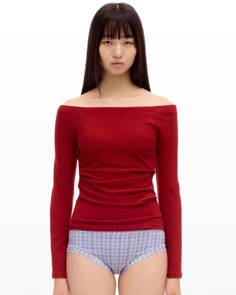 hoopoe off shoulder bratop_poppy red
